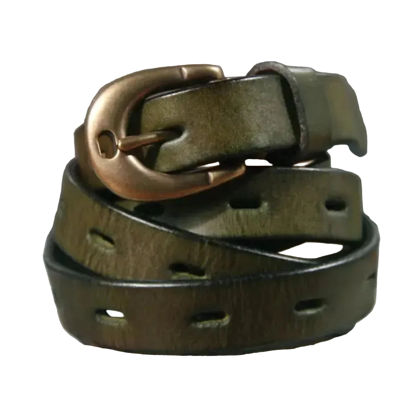 Ceinture cowboy en cuir ajouré pour femme – Bouton en cuivre pur
